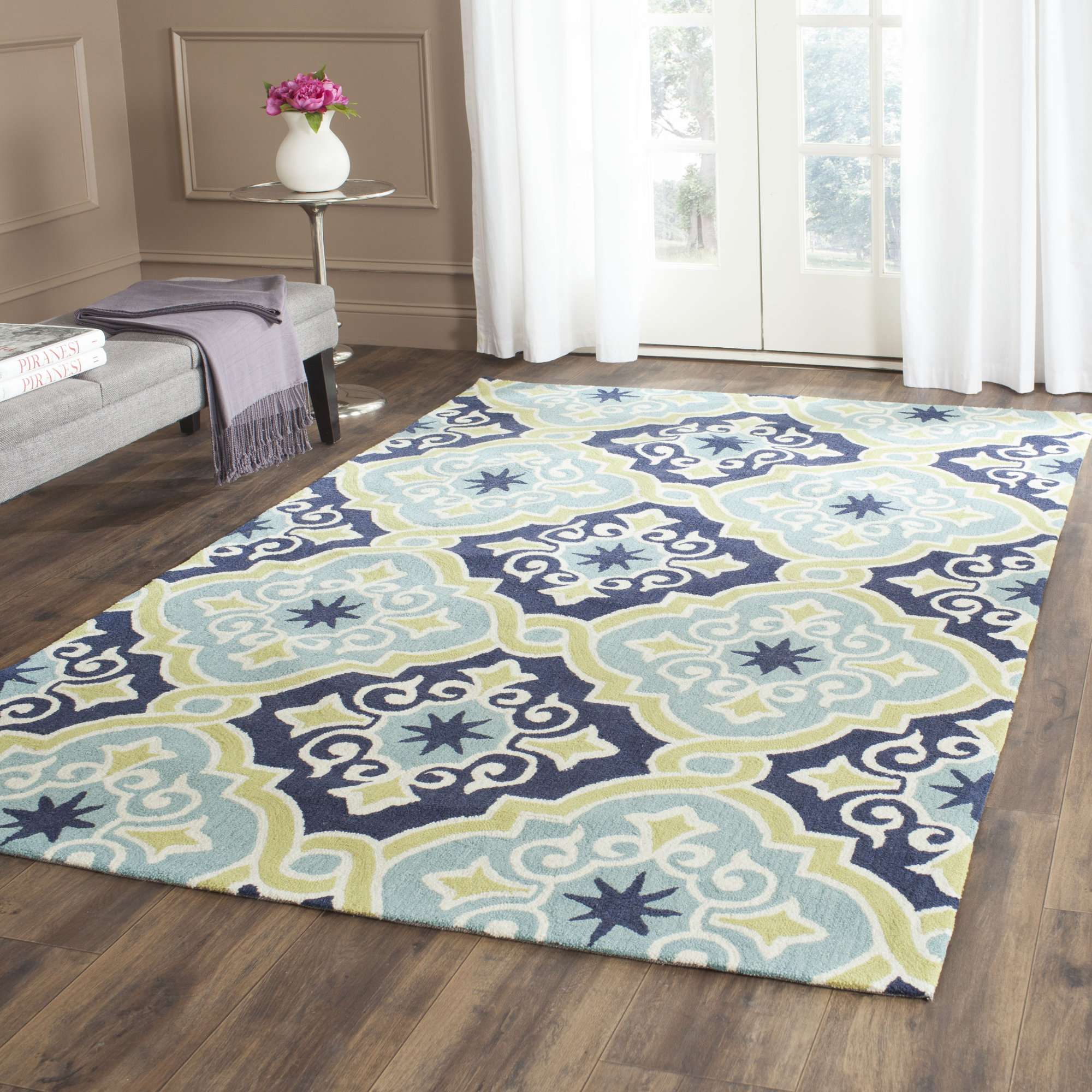 Black Swamp HandHooked Navy/Light Blue Indoor/Outdoor Area Rug